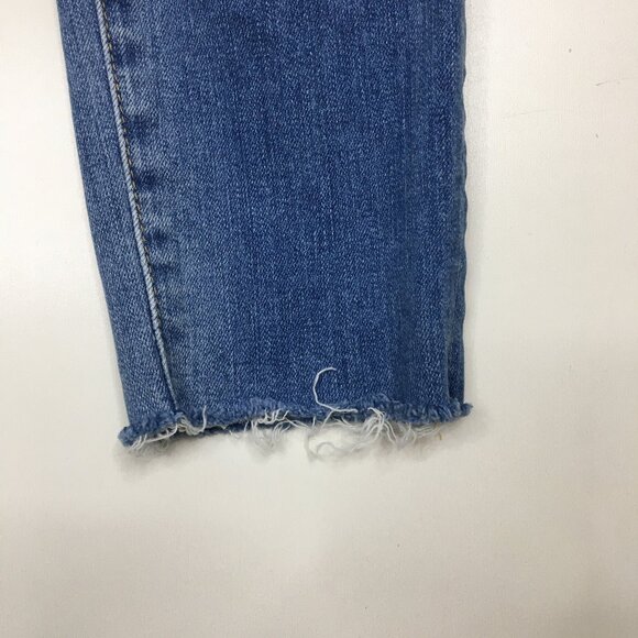 FRAME Denim 5Pocket Logo Button Beso Wash Le Skinny De Jeanne Raw Edge Hem Jeans - Picture 8 of 10